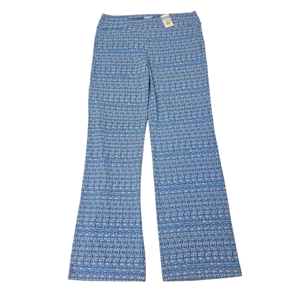 J. McLaughlin Carmel Marigot Flare Pants NWT Dark Blue/Blue/White Size L